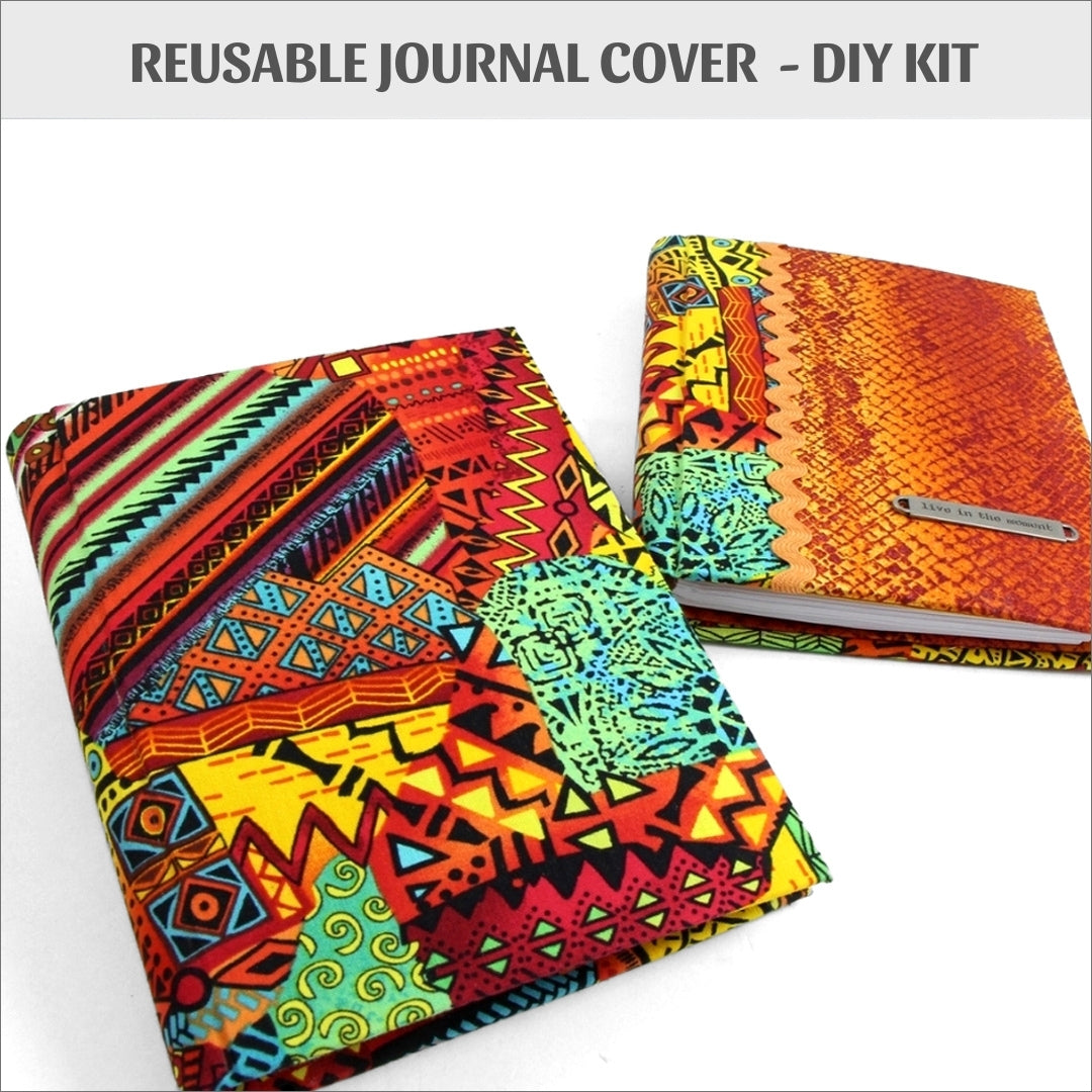 Reusable fabric journal cover DIY kit, cartonnage kit 101, online instructions included