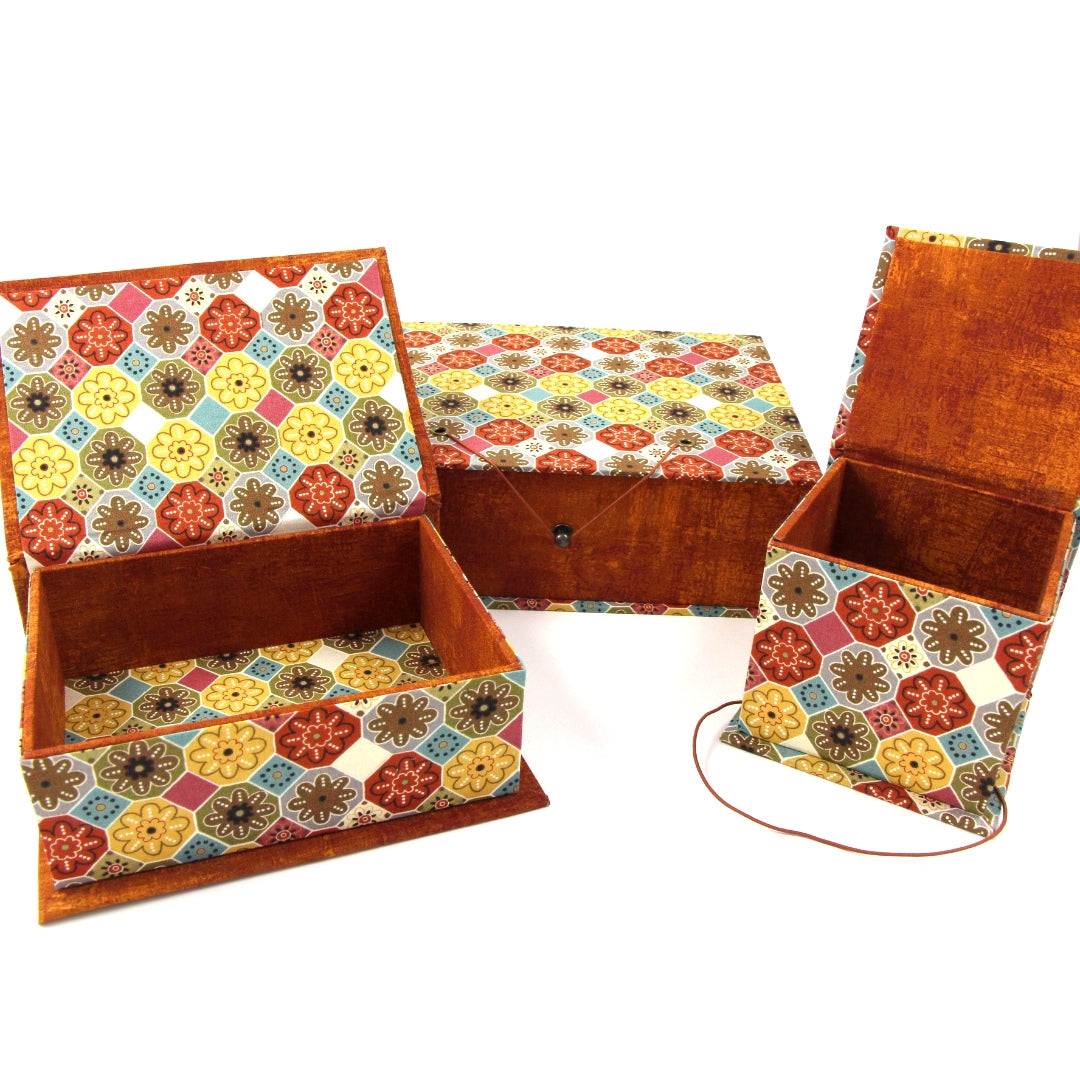 Fabric medium box DIY kit, cartonnage kit 131