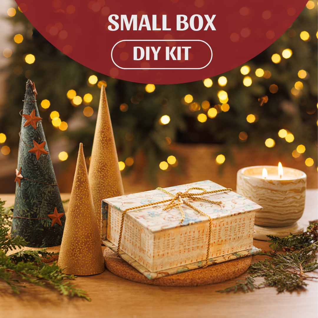 Fabric covered box DIY kit, small box cartonnage kit 102, Online instructions included