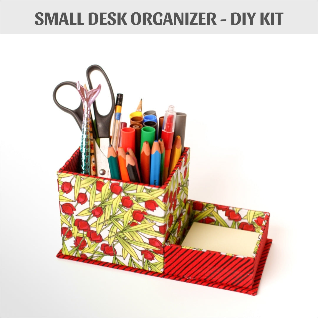 Small Fabric Desk organizer DIY kit, cartonnage kit 242