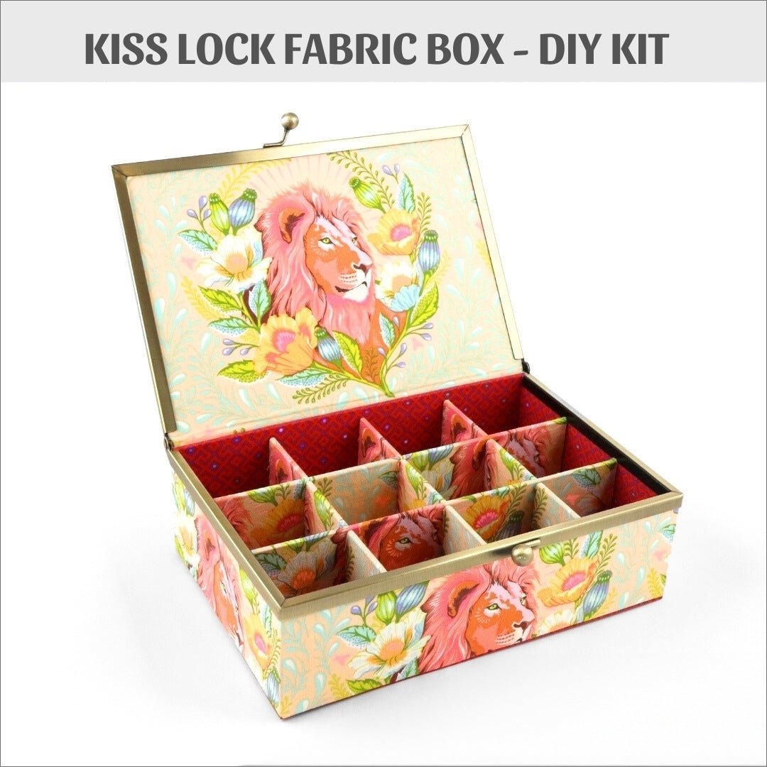 Kiss lock fabric box DIY kit large - Colorway Arts