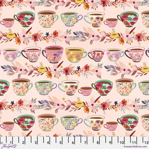 Fabric - Fall Mugs - Pink - Autumn Friends - Mia Charro - Half Yard