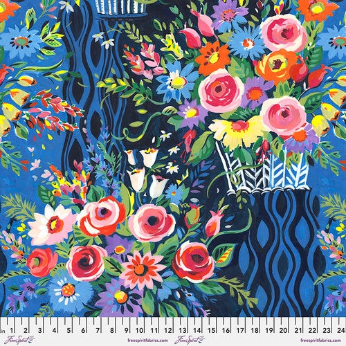 Fabric -  Celebration - Blue - Flowerfields - Half Yard