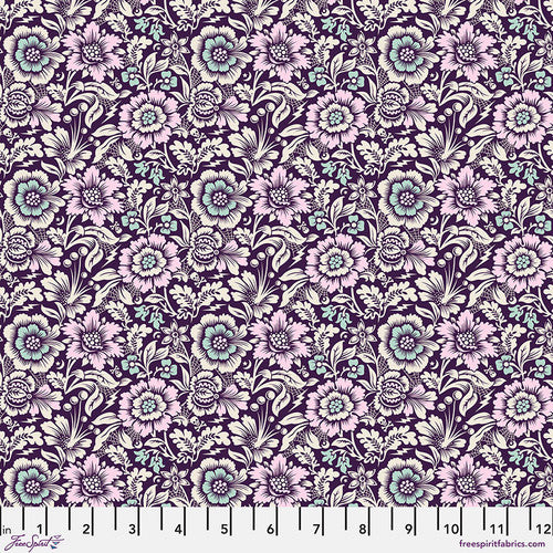 Fabric - Mini Spider Blossom - Nerium -  Nightshade (Déjà Vu) - Tula Pink - Half Yard