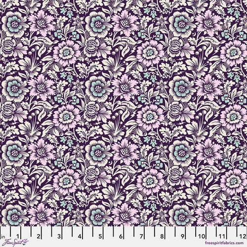 Fabric - Mini Spider Blossom - Nerium -  Nightshade (Déjà Vu) - Tula Pink - Half Yard