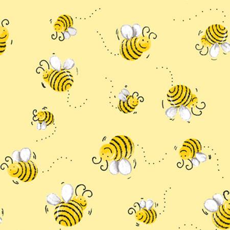 Fabric - Yellow Bees Allover - Susybee - half yard