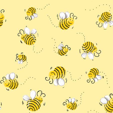 Fabric - Yellow Bees Allover - Susybee - half yard