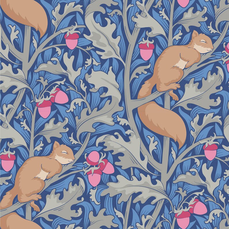 Fabric - Tilda Hibernation - Squirreldream Blue - Half Yard
