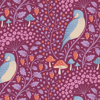 Fabric - Tilda Hibernation - Sleepybird Mulberry - Half Yard