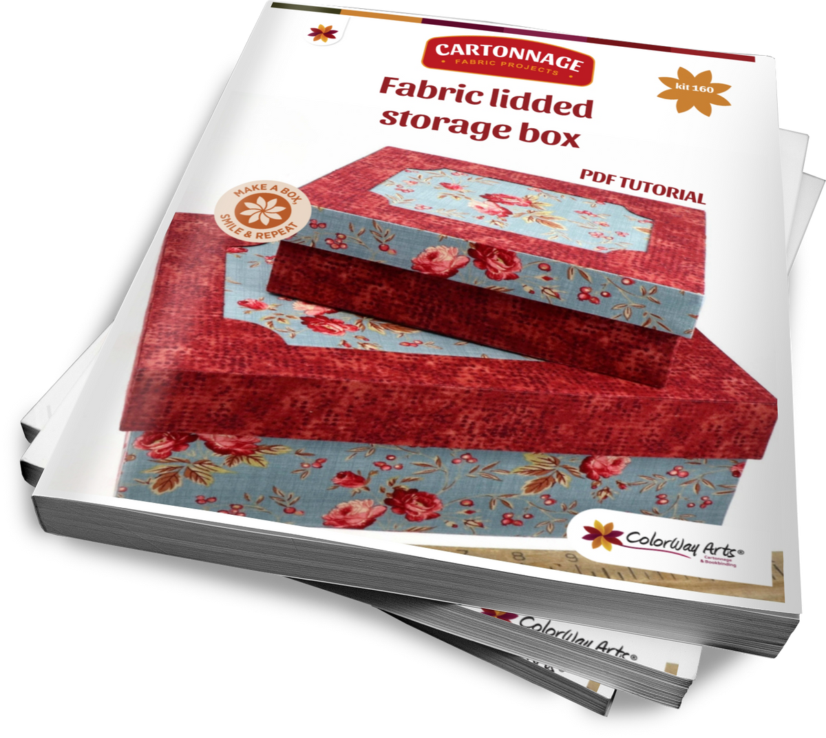 Cartonnage Fabric lidded box - PDF tutorial