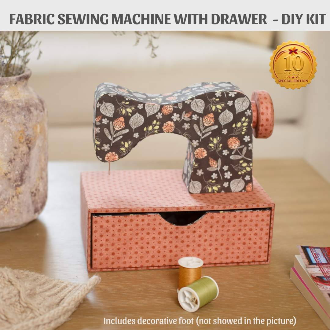 Fabric sewing machine DIY kit, cartonnage kit 150, diy fabric sewing machine with drawer, online instructions included