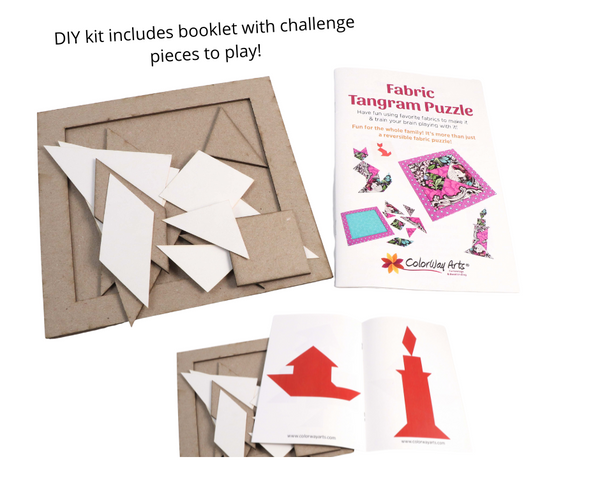 Fabric Tangram DIY kit, video tutorial, kit 225 - Colorway Arts
