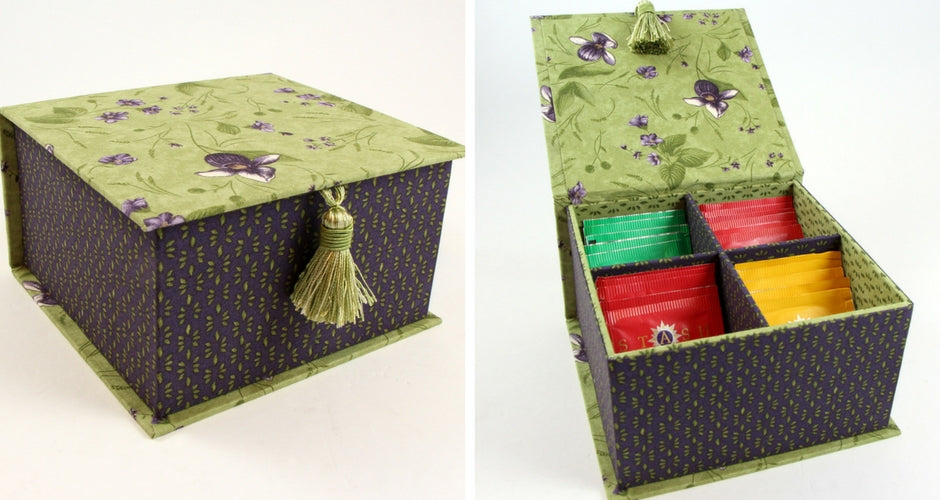 Cartonnage Fabric Tea box - PDF tutorial