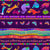 Fabric -Fantasticats Digital Pictorial Stripe Dark Purple Gold metalic - Laurel Burch - Half Yard