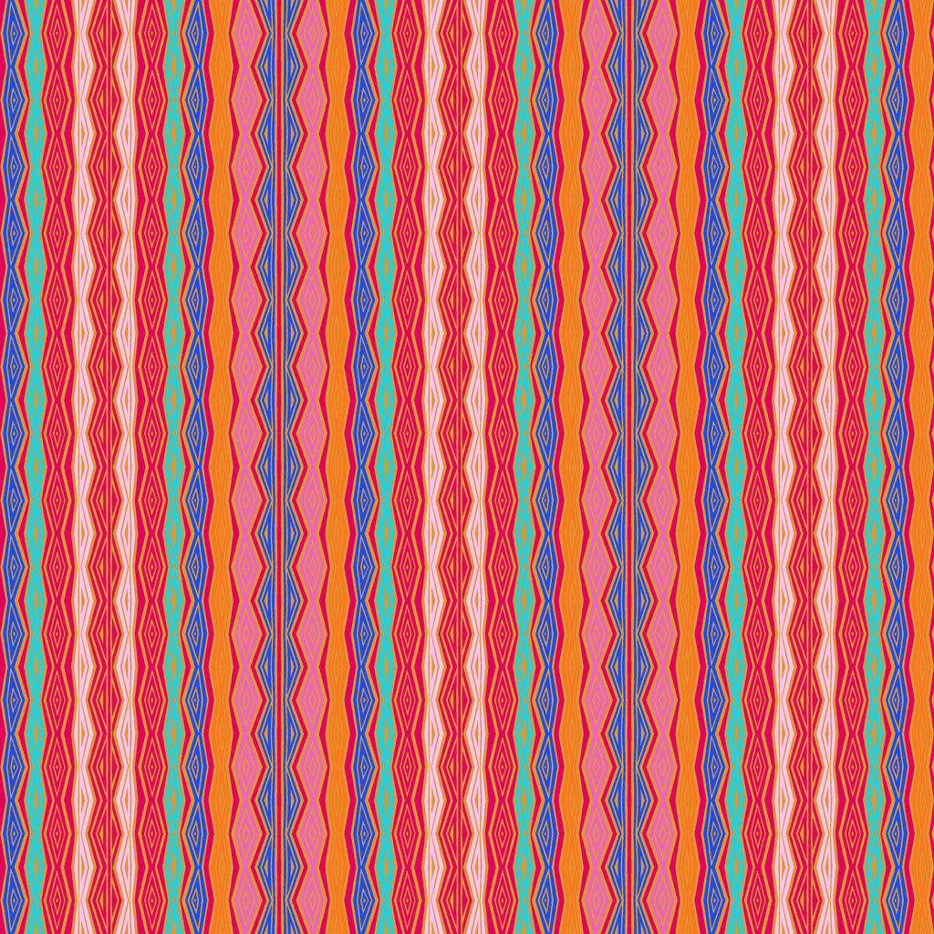 Fabric -Fantasticats Digital Geo Stripe Orange - Laurel Burch - Half Yard
