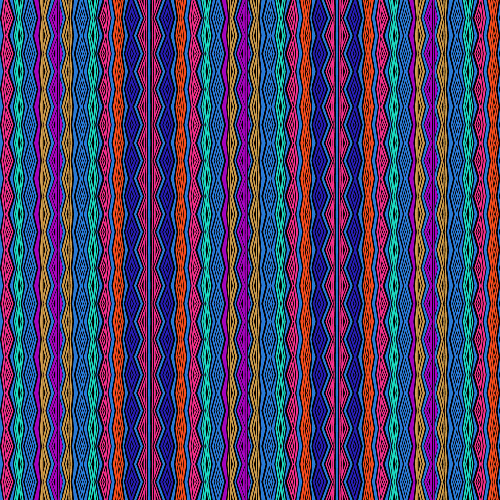 Fabric - Fantasticats Digital Geo Stripe - Blue - Laurel Burch - Half Yard