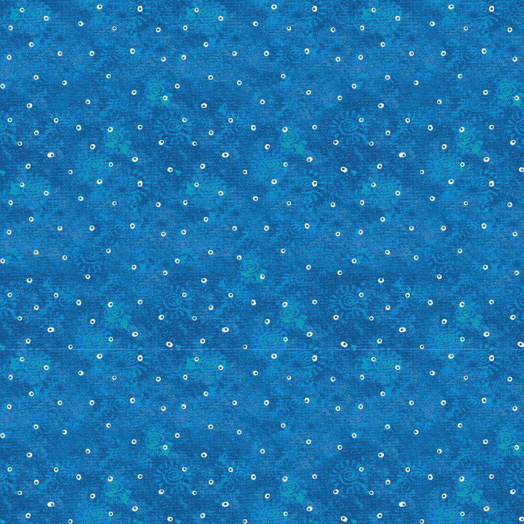 Fabric - Fantasticats Digital Hollow Dots - Blue - Laurel Burch - Half Yard