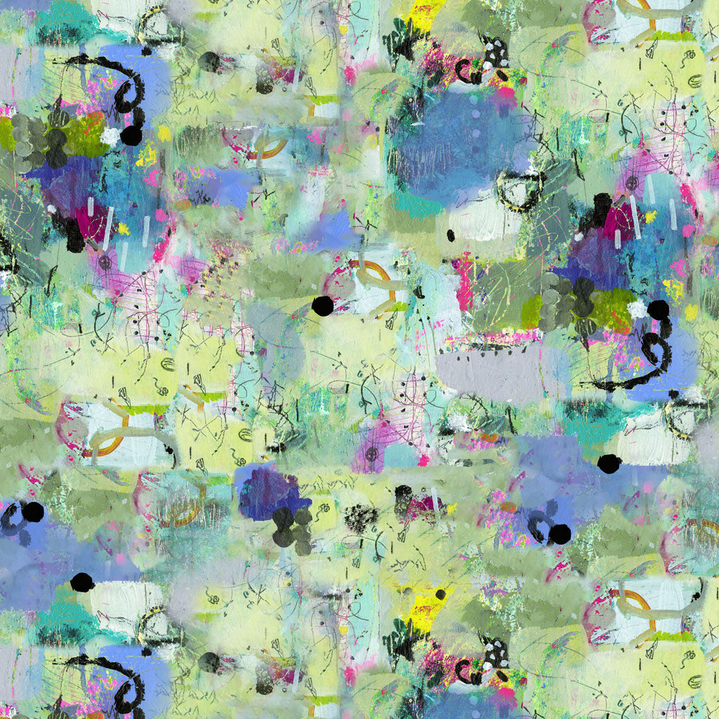 Fabric - Painter&#39;s Joy Digital Collage - Multi Color - Sue Zipkin - Half Yard