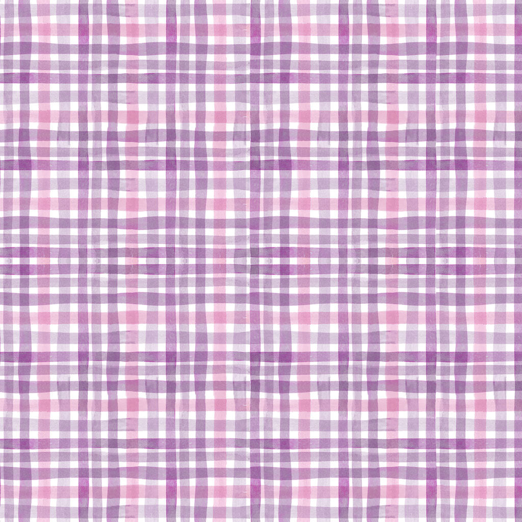 Fabric - Summer Garden Digital Plaid - Purple - Claudia Bianchi - Half Yard