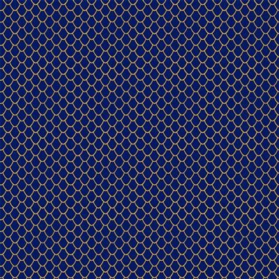 Fabric - Oceania by Laurel Burch - Scales - Navy Blue Gold Metallic - Half Yard