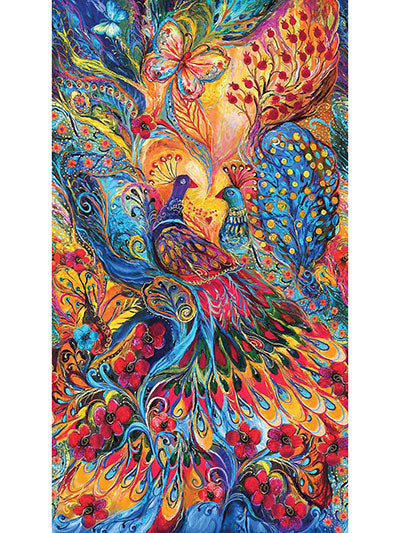 Fabric - Multi Painted Peacock Panel Digitally Printed