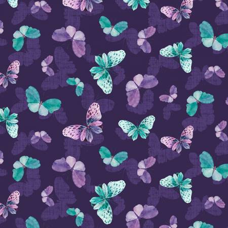 Fabric - Purple Butterfly Toss - Half Yard