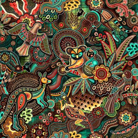 Fabric - Gondwana Master Brown/Teal - Half Yard