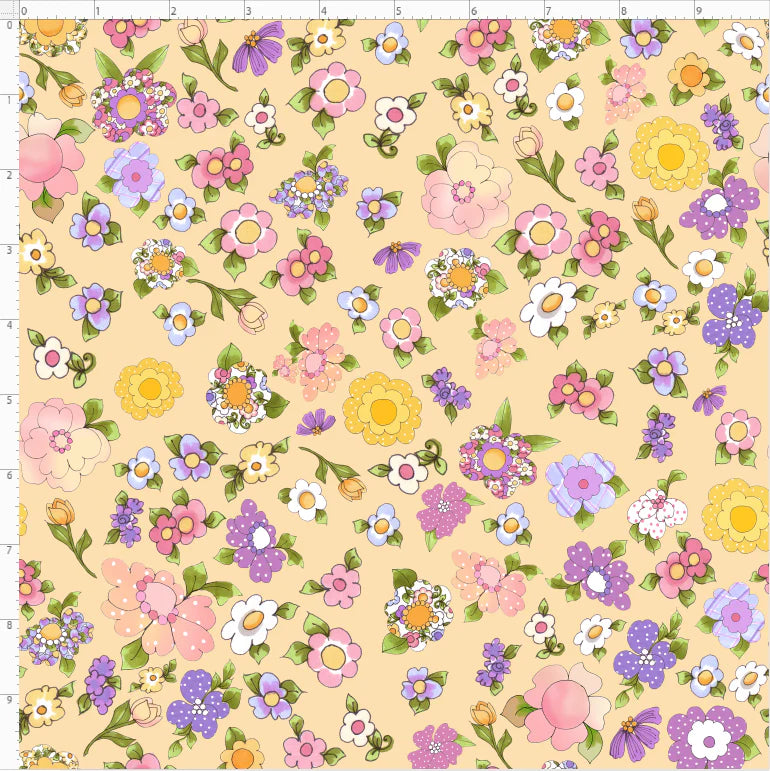Fabric - Flowery Yellow  - Loralie Designs - Half Yard