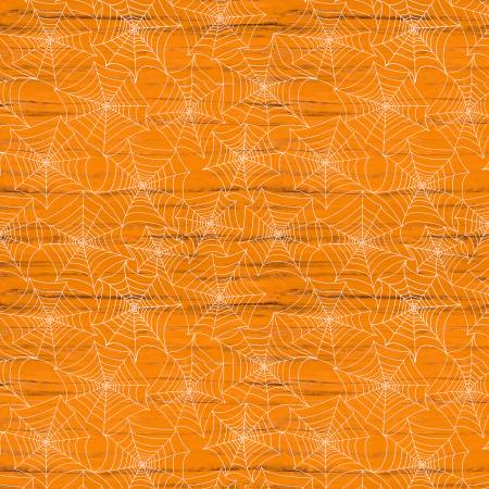 Fabric - Orange Spiderwebs - Half Yard