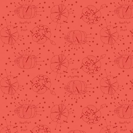 Fabric - Riley Blake Design She Who Sews Pincushion Linework Red - Half Yard