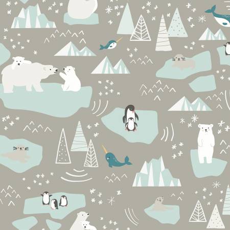 Fabric - Riley Blake Designs Nice Ice Baby Main Gray - Half Yard