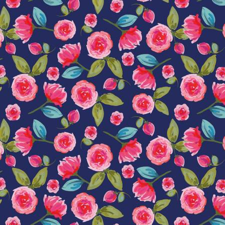 Fabric - Blissful Blooms Floral Navy - Half Yard