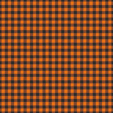 Fabric - Bad To The Bone Gingham Blkorg - Half Yard