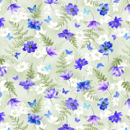 Fabric - Blue Sweet Blossom - Half Yard