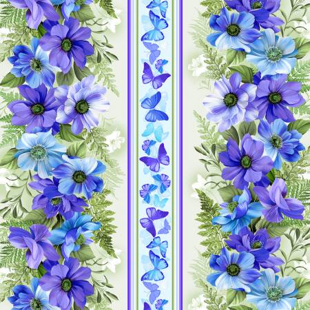 Fabric - Blue Floral Garden - Half Yard
