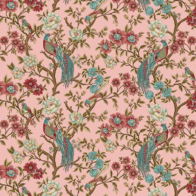 Fabric - Lille- Main Bird and Floral Pink - Half Yard