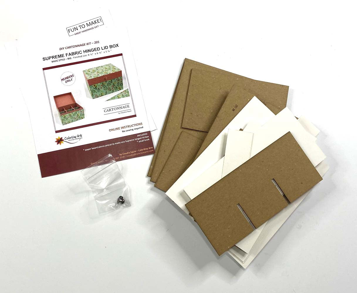 Supreme hinged lid box BIG DIY kit, cartonnage kit 201, members only - Colorway Arts