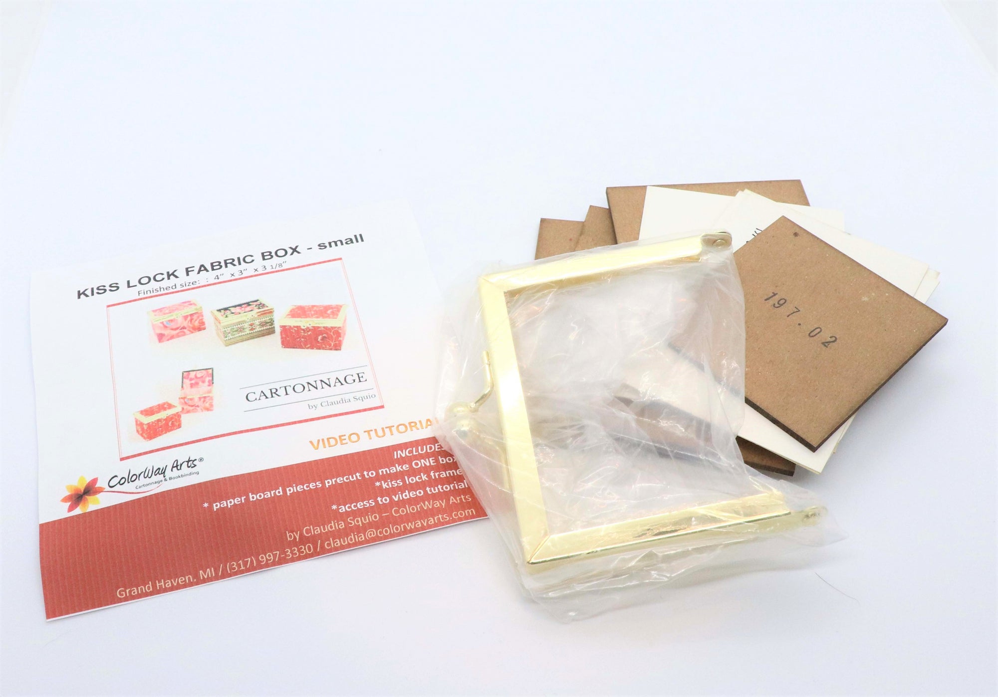 Kiss lock fabric box DIY kit, SMALL fabric box kit, cartonnage kit 197 - Colorway Arts