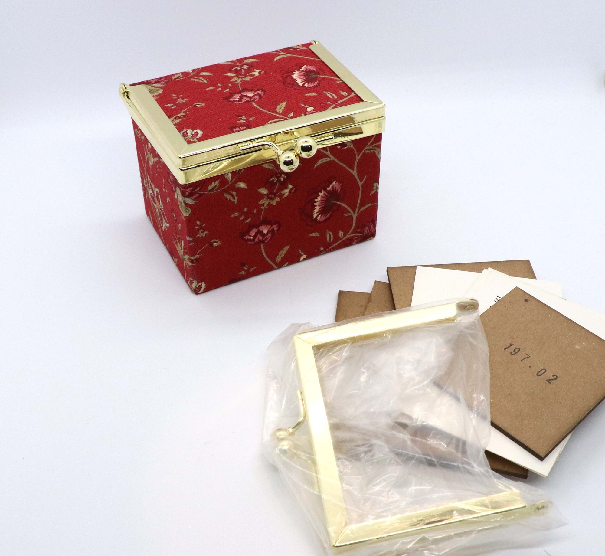 Kiss lock fabric box DIY kit, SMALL fabric box kit, cartonnage kit 197 - Colorway Arts