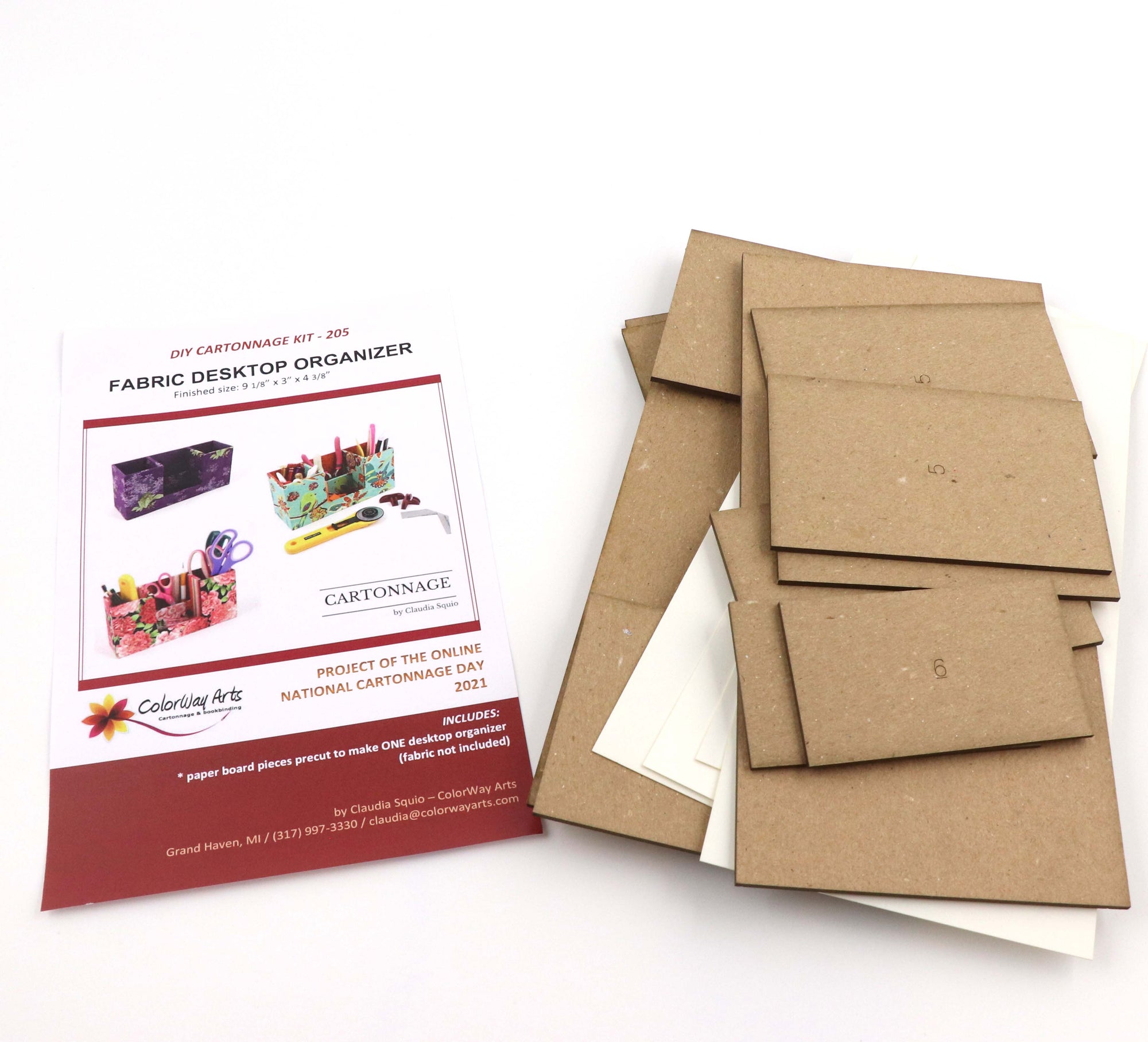 Desktop organizer DIY kit, cartonnage kit 205, cartonnage day box - Colorway Arts
