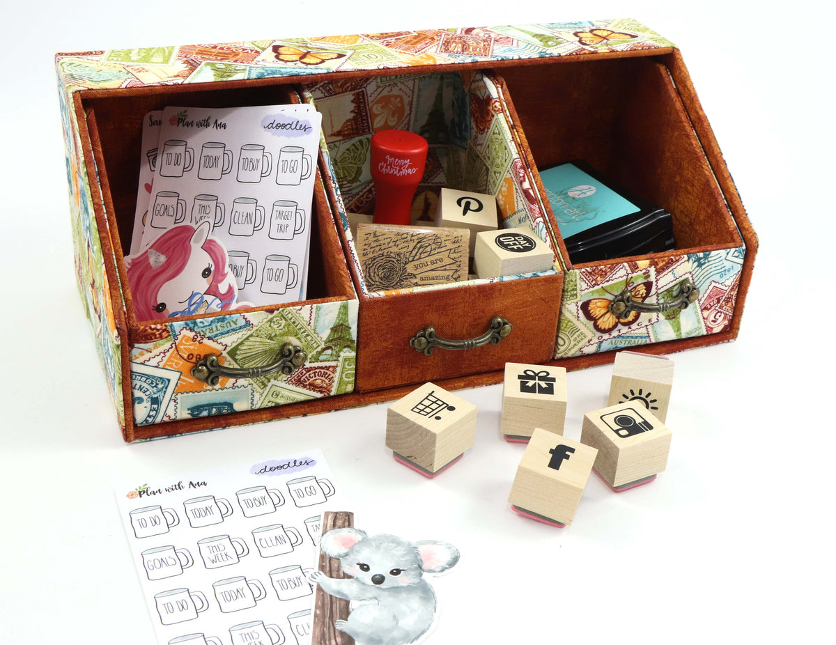Fabric Sewing caddy DIY kit, cartonnage kit 157, Online instructions included - Colorway Arts