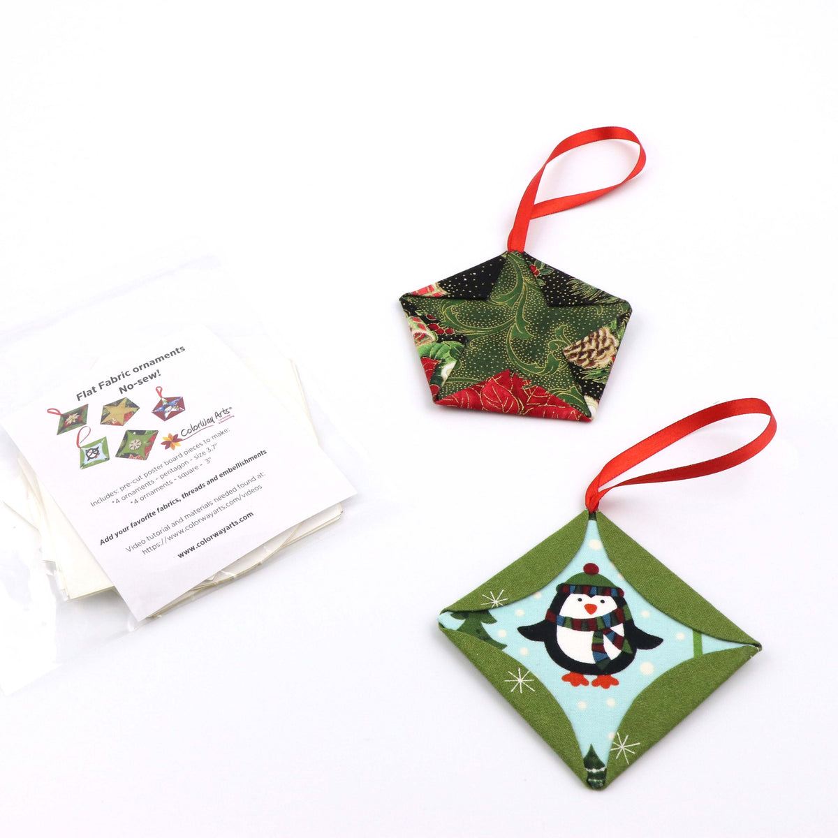 Fabric flat ornaments poster board - pack of 8