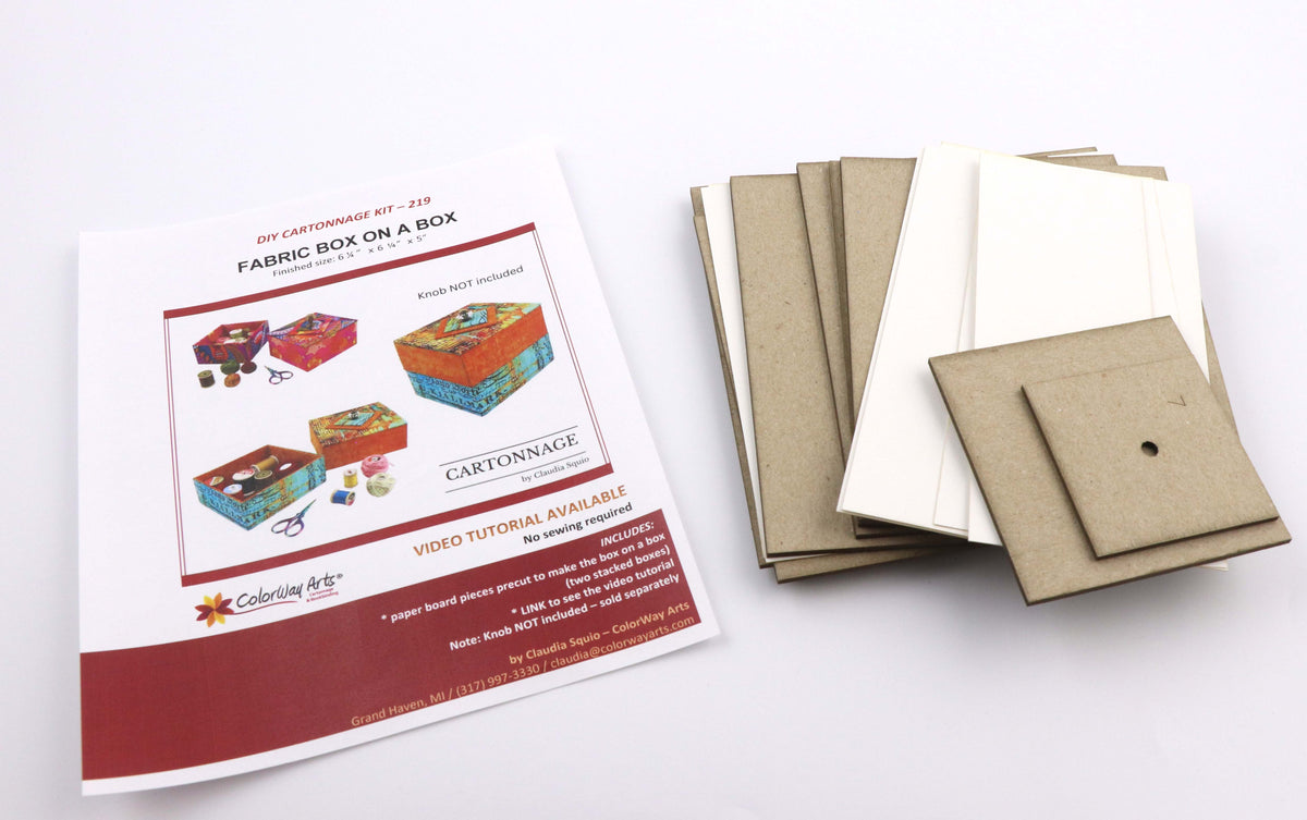 Fabric Box on a Box DIY kit, cartonnage kit 219