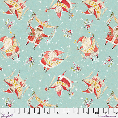 Fabric - Magic Makers - Aqua - Love Santa - Half Yard
