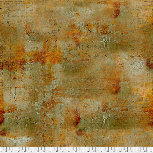 Fabric -  Writing Specimen - Sienna - Abandoned by Tim Holtz - Half Yard