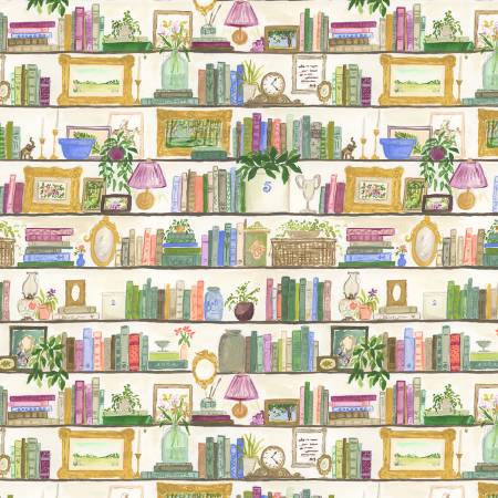 Fabric - Dear Stella Multi Book Shelves - Half Yard
