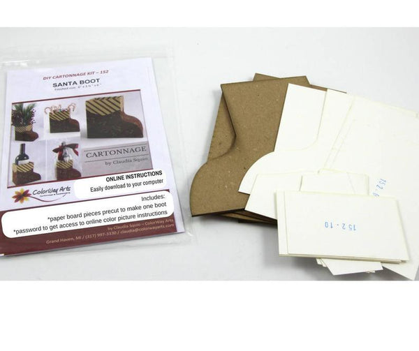 DIY cartonnage kit to make a Santa Boot box, cartonnage kit 152, onlin ...