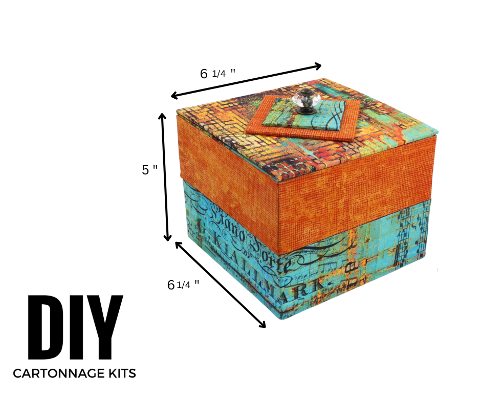 Fabric Box on a Box DIY kit, cartonnage kit 219