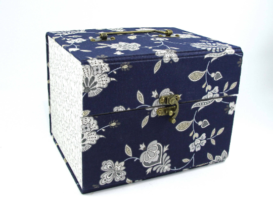 Fabric treasure chest with hidden drawer DIY kit, cartonnage kit 155, exclusive book kit - Colorway Arts