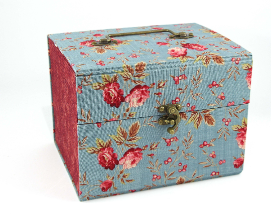 Fabric treasure chest with hidden drawer DIY kit, cartonnage kit 155, exclusive book kit - Colorway Arts